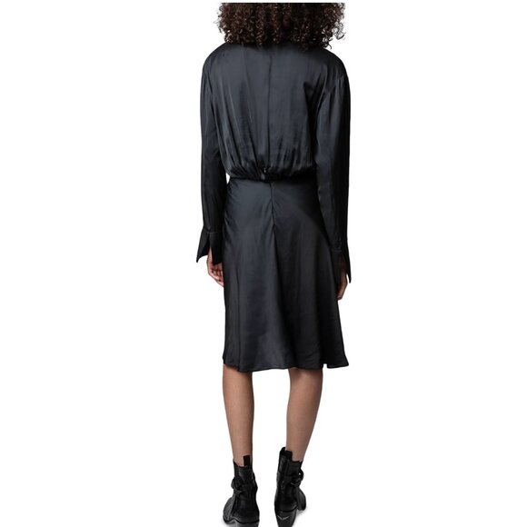 Zadig & Voltaire Rozo Satin Twist Front Satin Dress Womens XS Green - Picture 3 of 16